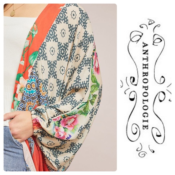 New Anthropologie Dylan Floral Cocoon Kimono - Picture 3 of 6